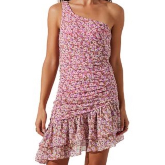 NWT ASTR Womens Pink Floral Asymmetric Sleeveless Mini Body Con Dress S - Picture 2 of 11